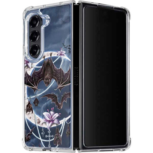 Gothic Moon with Bats and Flowers by Sarah Richter Galaxy Z Fold5 5G Clear Case
