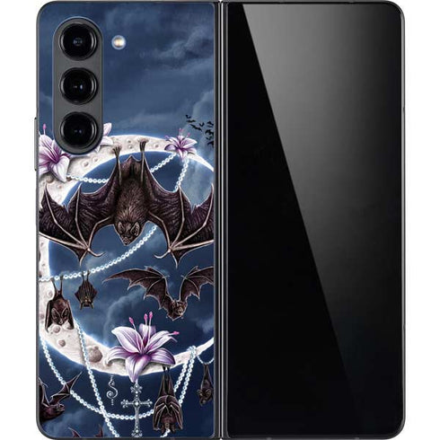 Gothic Moon with Bats and Flowers by Sarah Richter Galaxy Z Fold5 5G Skin