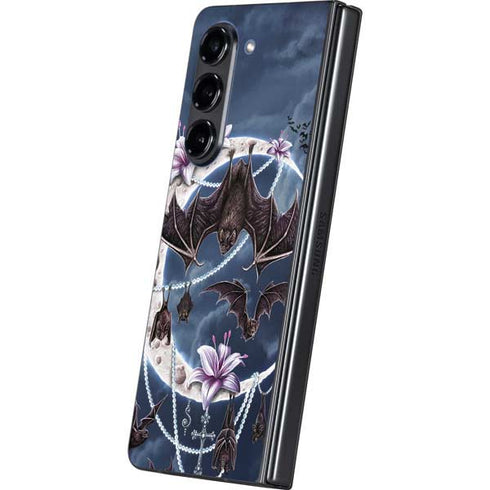 Gothic Moon with Bats and Flowers by Sarah Richter Galaxy Z Fold5 5G Skin