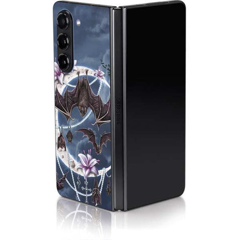 Gothic Moon with Bats and Flowers by Sarah Richter Galaxy Z Fold5 5G Skin