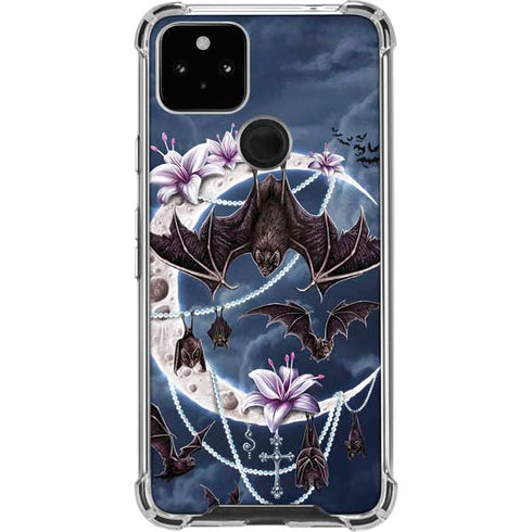 Gothic Moon with Bats and Flowers by Sarah Richter Pixel Cases