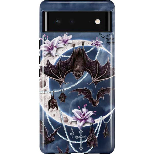 Gothic Moon with Bats and Flowers by Sarah Richter Pixel Cases