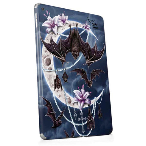 Gothic Moon with Bats and Flowers by Sarah Richter Apple iPad Skin