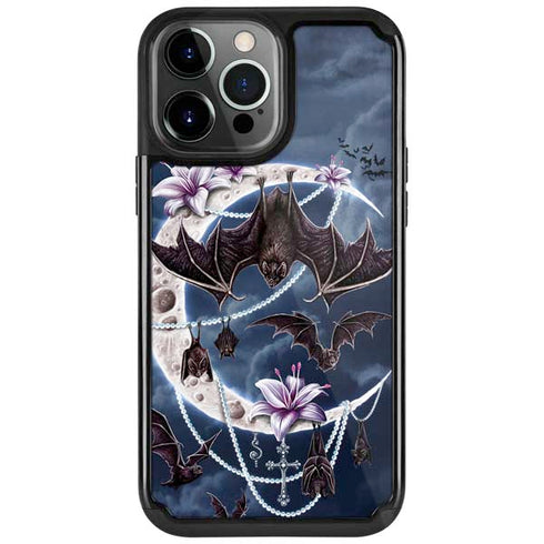 Gothic Moon with Bats and Flowers by Sarah Richter iPhone Cases