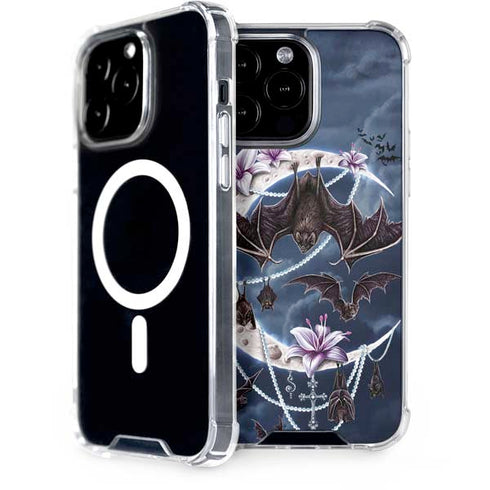 Gothic Moon with Bats and Flowers by Sarah Richter iPhone Cases