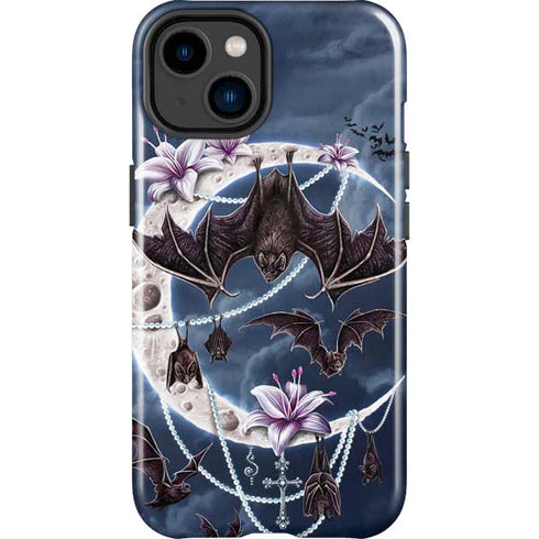 Gothic Moon with Bats and Flowers by Sarah Richter iPhone 15 Impact Case