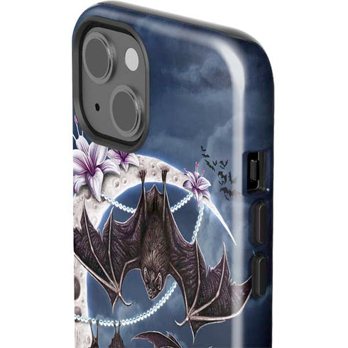 Gothic Moon with Bats and Flowers by Sarah Richter iPhone 15 Impact Case
