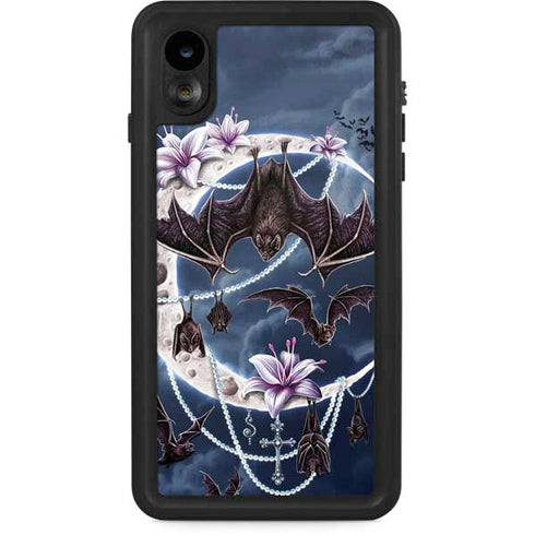 Gothic Moon with Bats and Flowers by Sarah Richter iPhone Cases