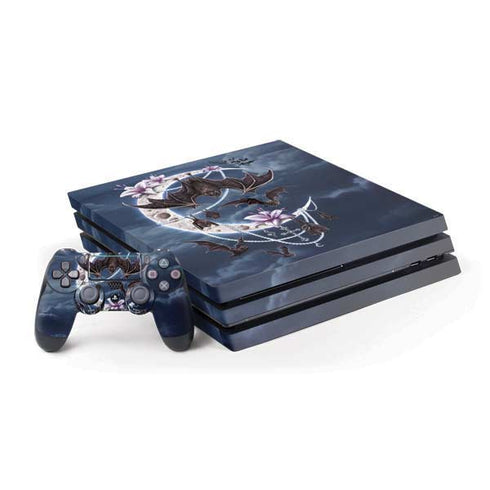 Gothic Moon with Bats and Flowers by Sarah Richter PlayStation PS4 Skins