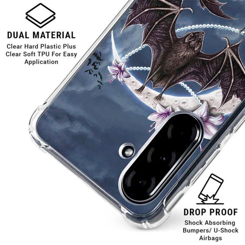 Gothic Moon with Bats and Flowers by Sarah Richter Galaxy A36 5G Clear Case