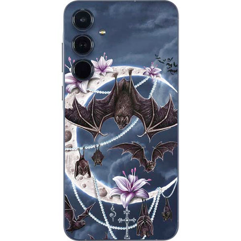 Gothic Moon with Bats and Flowers by Sarah Richter Galaxy A55 5G Skin