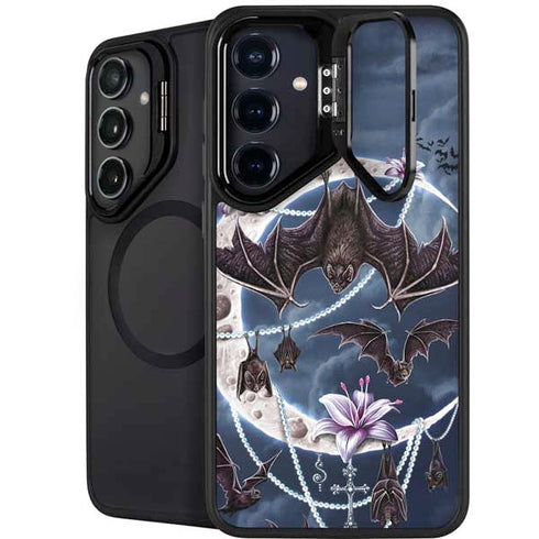 Gothic Moon with Bats and Flowers by Sarah Richter Galaxy S25 Plus Kickstand Case