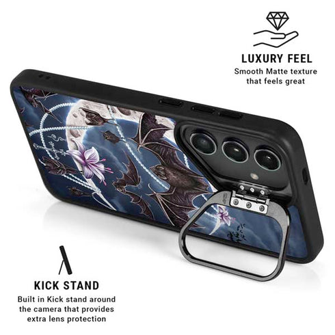 Gothic Moon with Bats and Flowers by Sarah Richter Galaxy S25 Plus Kickstand Case