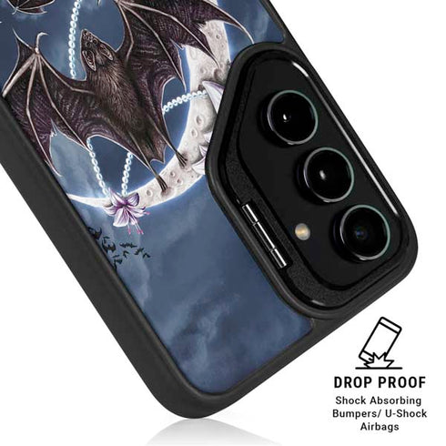 Gothic Moon with Bats and Flowers by Sarah Richter Galaxy S24 Plus Kickstand Case