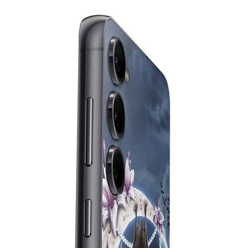 Gothic Moon with Bats and Flowers by Sarah Richter Galaxy S24 Plus Skin