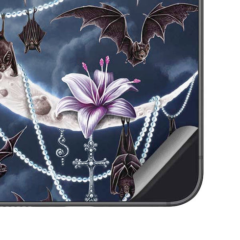Gothic Moon with Bats and Flowers by Sarah Richter Galaxy S25 Skin