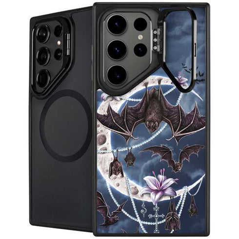 Gothic Moon with Bats and Flowers by Sarah Richter Galaxy S24 Ultra Kickstand Case