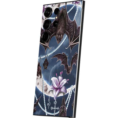 Gothic Moon with Bats and Flowers by Sarah Richter Galaxy S24 Ultra Skin