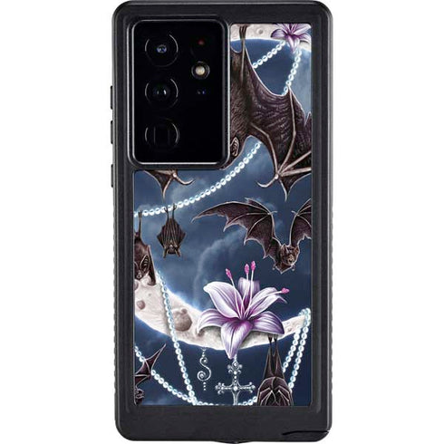 Gothic Moon with Bats and Flowers by Sarah Richter Galaxy S24 Ultra Waterproof Case