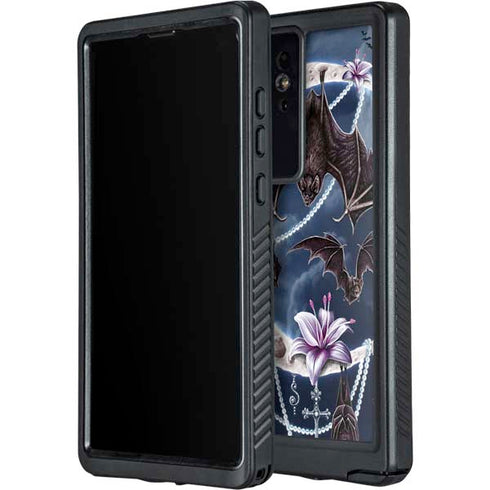 Gothic Moon with Bats and Flowers by Sarah Richter Galaxy S24 Ultra Waterproof Case
