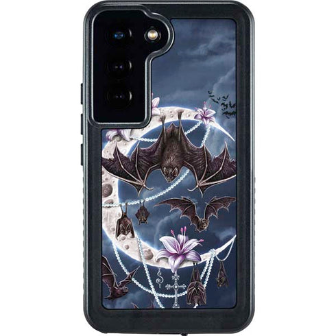 Gothic Moon with Bats and Flowers by Sarah Richter Galaxy S24 Waterproof Case