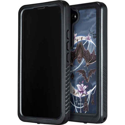 Gothic Moon with Bats and Flowers by Sarah Richter Galaxy S24 Waterproof Case