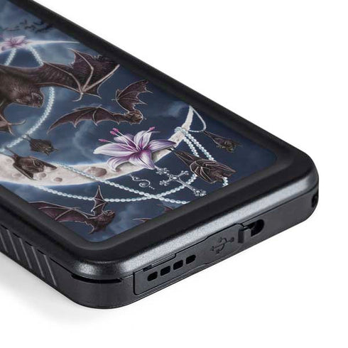 Gothic Moon with Bats and Flowers by Sarah Richter Galaxy S24 Waterproof Case
