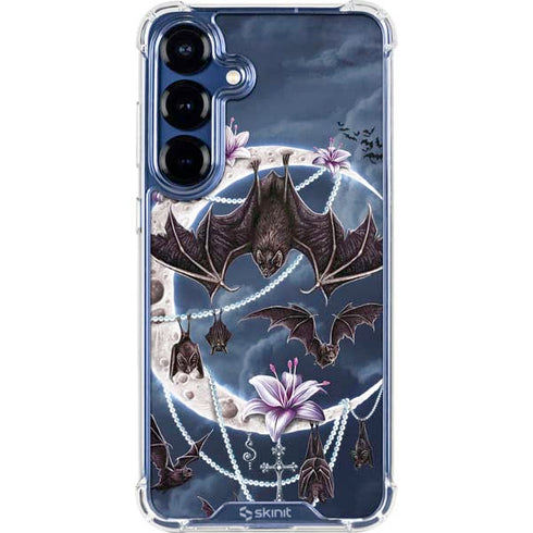 Gothic Moon with Bats and Flowers by Sarah Richter Galaxy S25 Clear Case