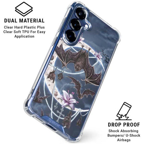Gothic Moon with Bats and Flowers by Sarah Richter Galaxy S25 Clear Case