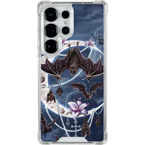 Gothic Moon with Bats and Flowers by Sarah Richter Galaxy S25 Ultra Clear Case
