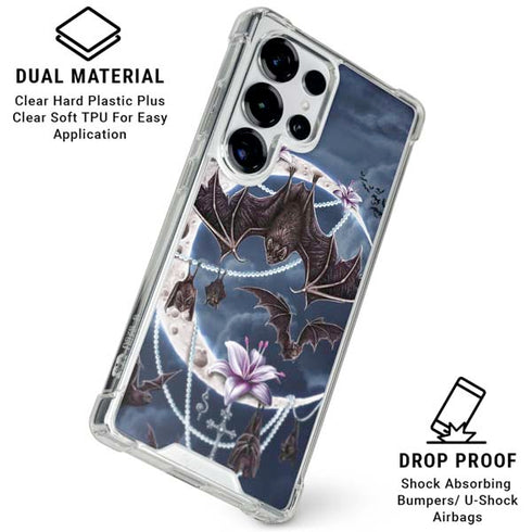 Gothic Moon with Bats and Flowers by Sarah Richter Galaxy S25 Ultra Clear Case