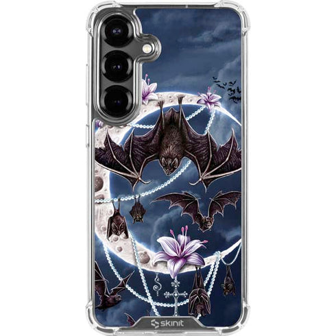 Gothic Moon with Bats and Flowers by Sarah Richter Galaxy S26 Clear Case