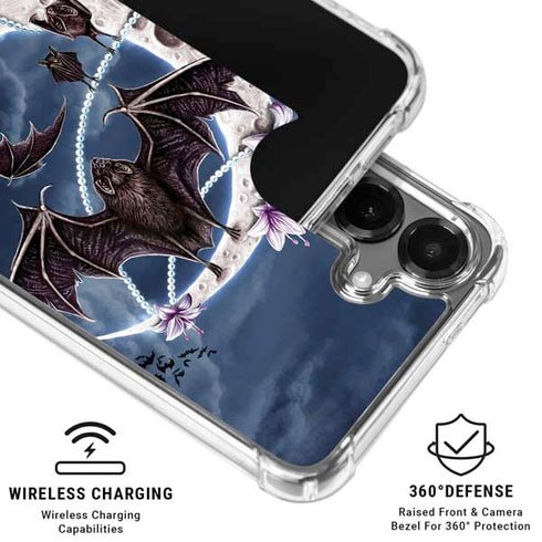 Gothic Moon with Bats and Flowers by Sarah Richter Galaxy S26 Plus Clear Case