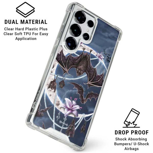 Gothic Moon with Bats and Flowers by Sarah Richter Galaxy S26 Ultra Clear Case