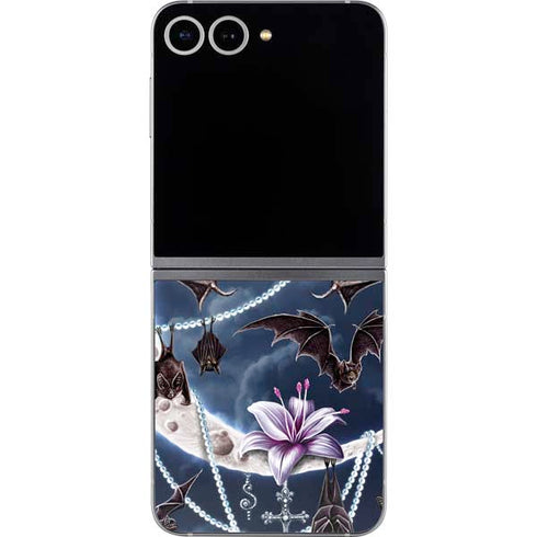 Gothic Moon with Bats and Flowers by Sarah Richter Galaxy Z Flip6 Skin
