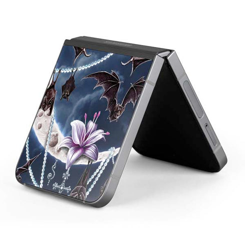 Gothic Moon with Bats and Flowers by Sarah Richter Galaxy Z Flip6 Skin