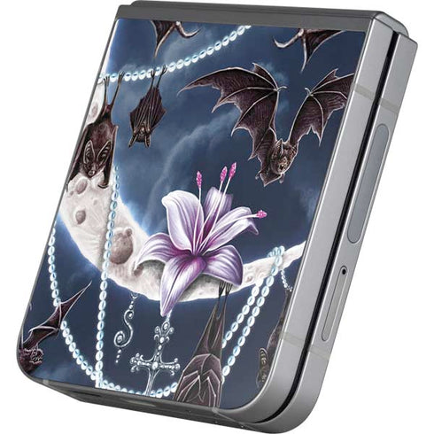 Gothic Moon with Bats and Flowers by Sarah Richter Galaxy Z Flip6 Skin