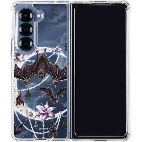 Gothic Moon with Bats and Flowers by Sarah Richter Galaxy Z Fold6 Clear Case