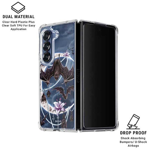 Gothic Moon with Bats and Flowers by Sarah Richter Galaxy Z Fold6 Clear Case