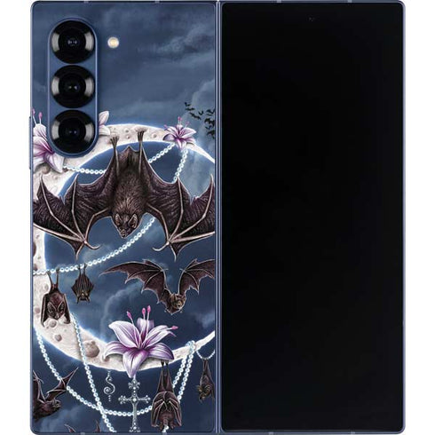 Gothic Moon with Bats and Flowers by Sarah Richter Galaxy Z Fold6 Skin