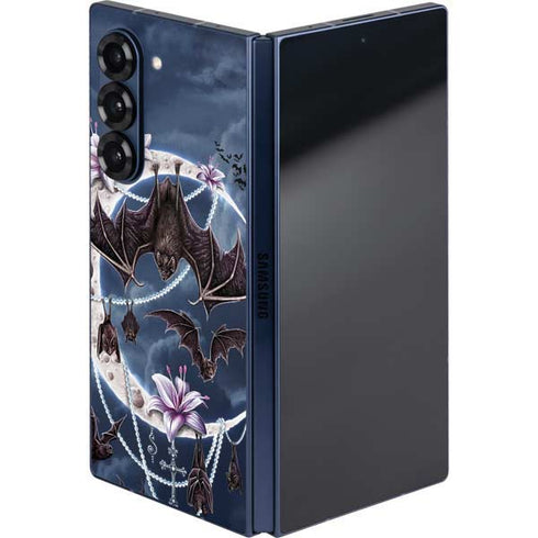 Gothic Moon with Bats and Flowers by Sarah Richter Galaxy Z Fold6 Skin