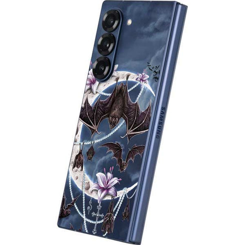 Gothic Moon with Bats and Flowers by Sarah Richter Galaxy Z Fold6 Skin