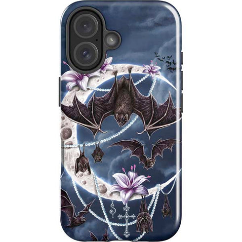 Gothic Moon with Bats and Flowers by Sarah Richter iPhone 16 Impact Case