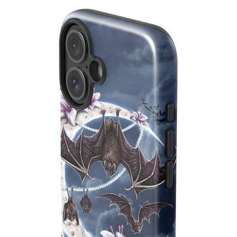 Gothic Moon with Bats and Flowers by Sarah Richter iPhone 16 Impact Case