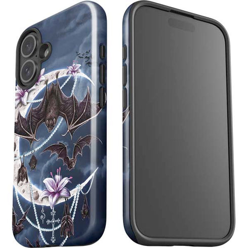 Gothic Moon with Bats and Flowers by Sarah Richter iPhone 16 Impact Case