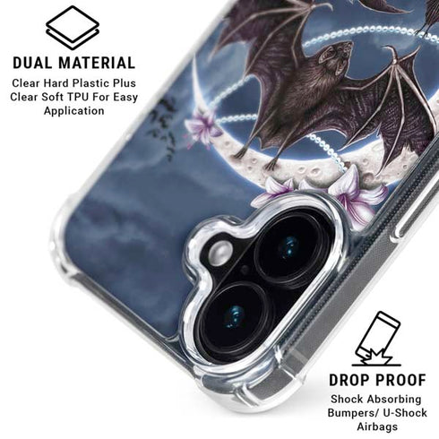 Gothic Moon with Bats and Flowers by Sarah Richter iPhone 16 MagSafe Case