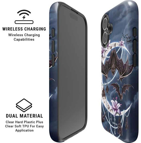 Gothic Moon with Bats and Flowers by Sarah Richter iPhone 16 Plus Magsafe Impact Case