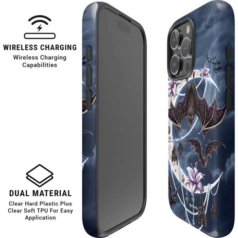 Gothic Moon with Bats and Flowers by Sarah Richter iPhone 16 Pro Magsafe Impact Case