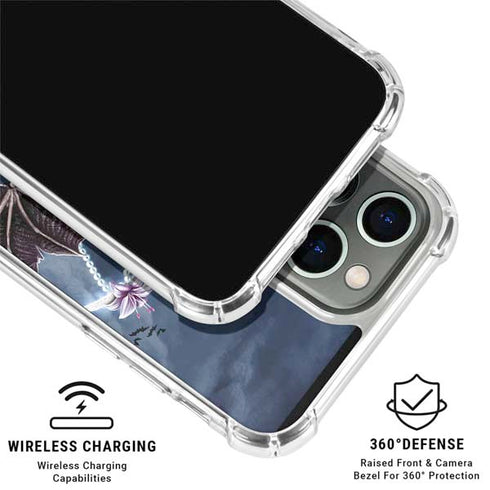 Gothic Moon with Bats and Flowers by Sarah Richter iPhone 16 Pro Max Clear Case