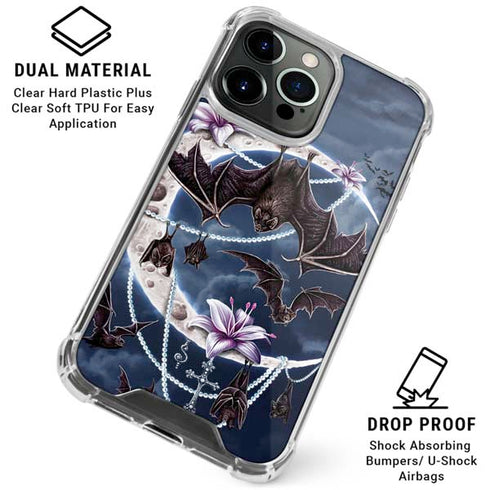 Gothic Moon with Bats and Flowers by Sarah Richter iPhone 16 Pro Max Clear Case